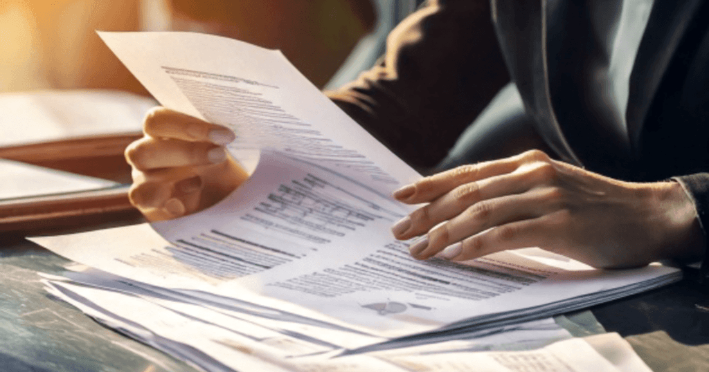 Persona sellando formularios y documentos legales para trámites de estatus migratorio.